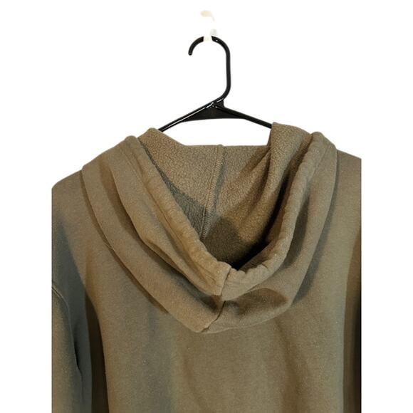 Wild Fable Olive Cropped Hooded Cut Off Casual Pullover Sweatshirt Women Sz S - Picture 3 of 9